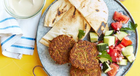 falafel with cucumber tomato salad