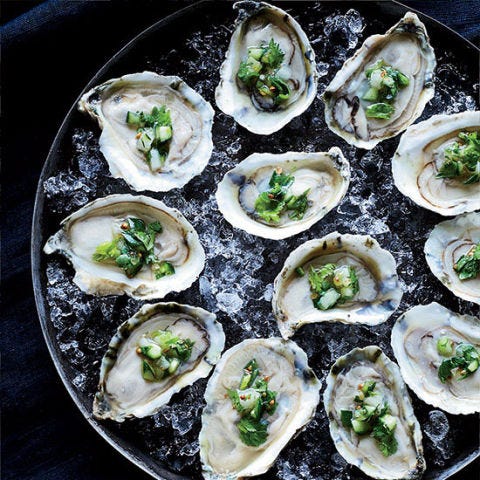 <p>Dylan Fultineer is always dreaming up new ways to show off oysters. This is one of his favorite ways to serve them raw.</p>
<p><strong>Recipe:</strong> <a href="http://gogonow.org/recipefinder/oysters-half-shell-ceviche-topping-recipe-fw1114%22%3E%3Cstrong%3EOysters on the Half Shell with Ceviche Topping</strong></a></p>
