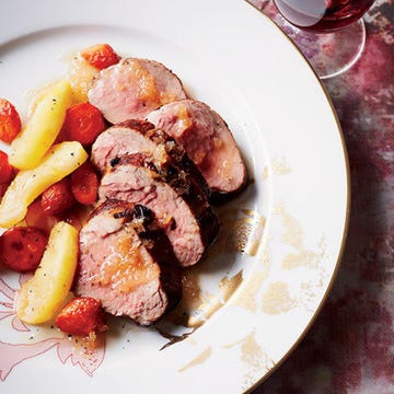 <p>It's worth taking the time to brine Hugh Acheson's tender pork dish overnight, since the brine imparts tangy, sweet flavor to the meat.</p><p><strong>Recipe:</strong> <a href="http://gogonow.org/recipefinder/cider-brined-pork-tenderloins-roasted-apples-recipe-fw0414%22%3E%3Cstrong%3ECider-Brined Pork Tenderloins with Roasted Apples</strong></a></p>