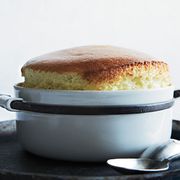 <p>This soufflé features preserved fruits and kirsch (cherry brandy). "The base for a sweet soufflé is traditionally pastry cream," says Jacques Pépin. He substitutes béchamel here — it's "basically the same thing, but easier."</p><p><strong>Recipe:</strong> <a href="http://www.delish.com/recipefinder/rothschild-souffle-recipe-fw0314"><strong>Rothschild Soufflé</strong></a></p>