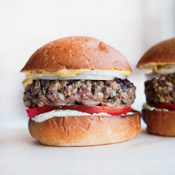 Bacon Burgers with Cilantro-Yogurt Sauce