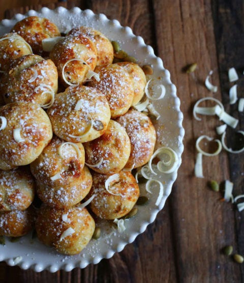 pumpkin and white chocolate cream puffs
