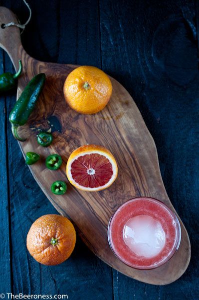 blood orange jalapeno whiskey and beer cocktail