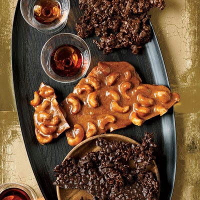 Spiced Cashew Brittle and Chocolate Crunch Bark