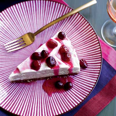 Frozen Maple-Mousse Pie with Candied Cranberries