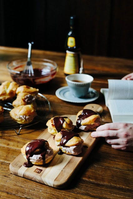 chocolate hazelnut cream puffs