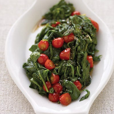 Wilted Spinach and Cherry Tomatoes