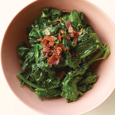 Sauteed Spinach with Crisp Pancetta