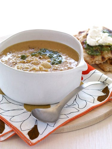 lemony red lentil soup with cilantro