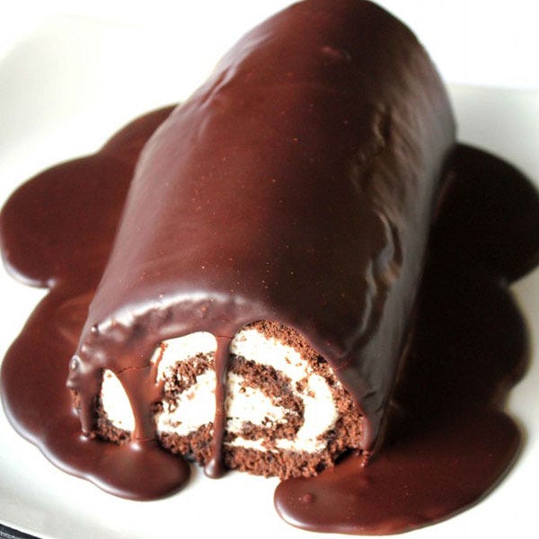 chocolate swiss roll with chocolate ganache