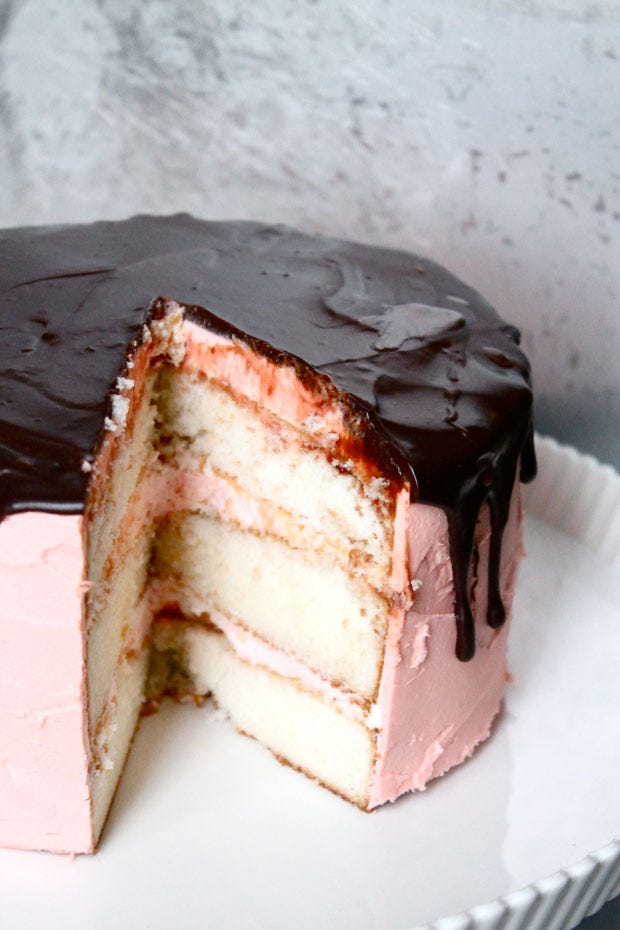 cake with cherry buttercream