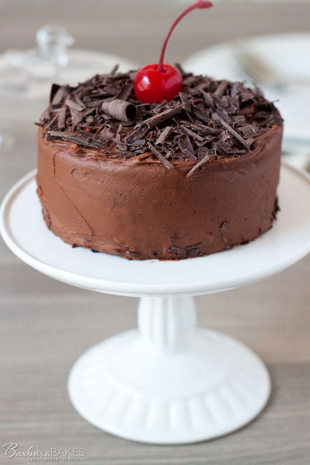 cherry chocolate cake for two