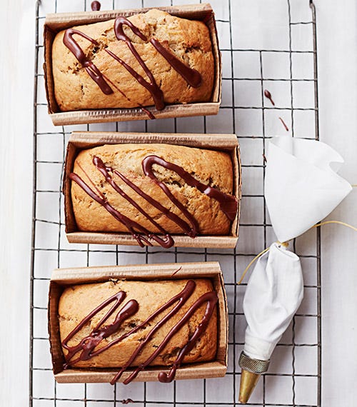 chocolate glazed banana bread minis