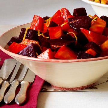 Add some color to your Thanksgiving table with a bowl of delicious red and golden beets.
<br /><br />
<a href="http://www.redbookmag.com/recipefinder/warm-sweet-and-sour-orange-beets-recipe">Get the recipe!</a>