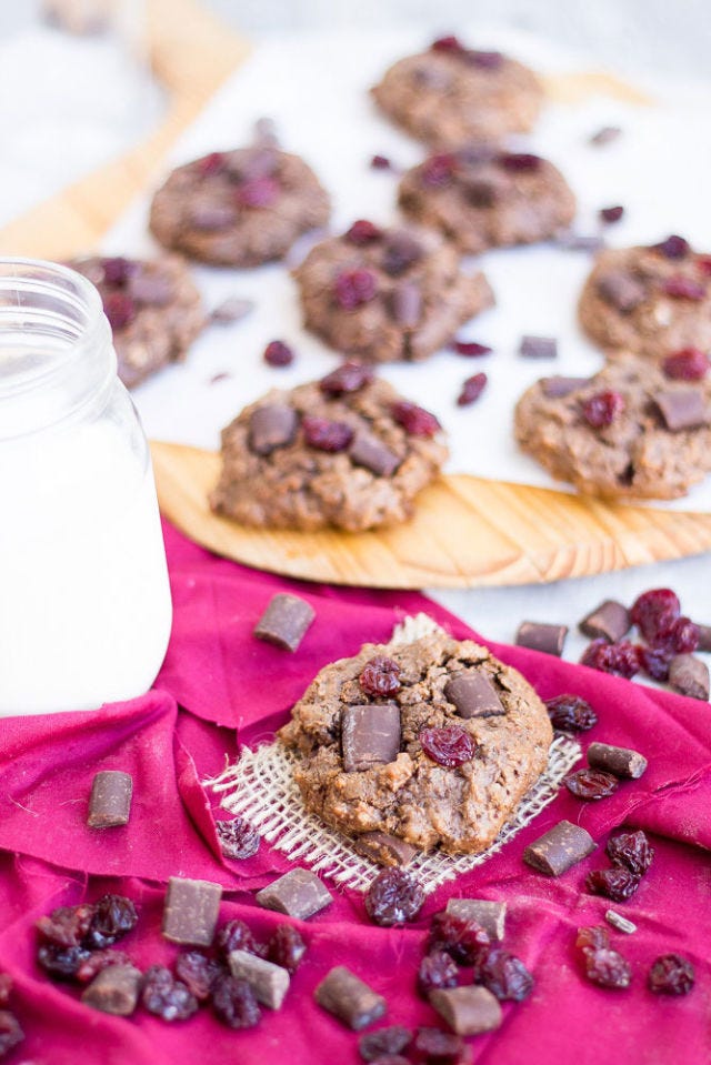 chocolate cherry oatmeal cookies