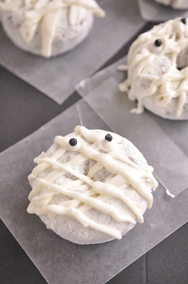 <p>We don't usually need an excuse to eat doughnuts, but if we were looking for one, this one shrouded in mummy frosting would be perfect.</p>
<p><strong>Get the recipe from <a href="http://www.yourhomebasedmom.com/googly-eye-donutsghosts-mummies-monsters/" target="_blank">Your Home Based Mom</a>.</strong></p>