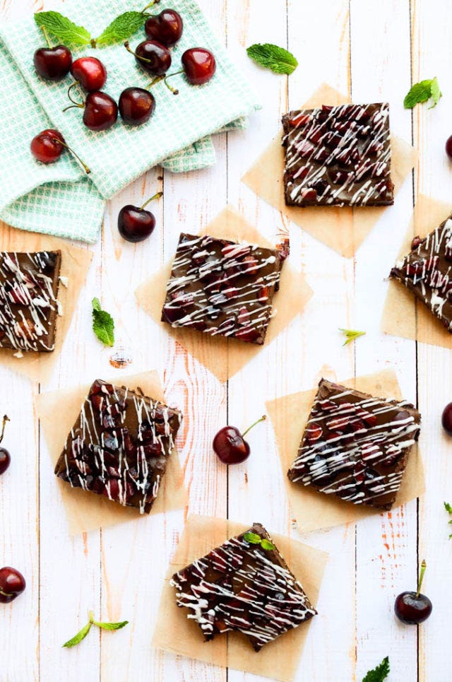 vegan double chocolate cherry chunk bars