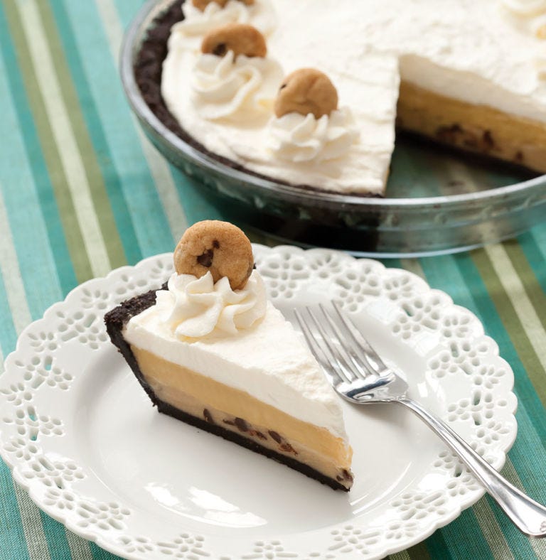 <p>"Two of my all-time favorite desserts together in one immaculate pie; it's a miraculous mash-up, a captivating convergence. Chocolate wafer crust. Chocolate chip cookie dough. Brown sugar cream filling. Whipped cream. And (if you're really ambitious) itty-bitty chocolate chip cookies to top it off." — Lindsay Landis</p>
<p><strong>Recipe:</strong> <a href="http://gogonow.org/recipefinder/cookie-dough-cream-pie-recipe-del0514%22%3E%3Cstrong%3ECookie Dough Cream Pie</strong></a></p>