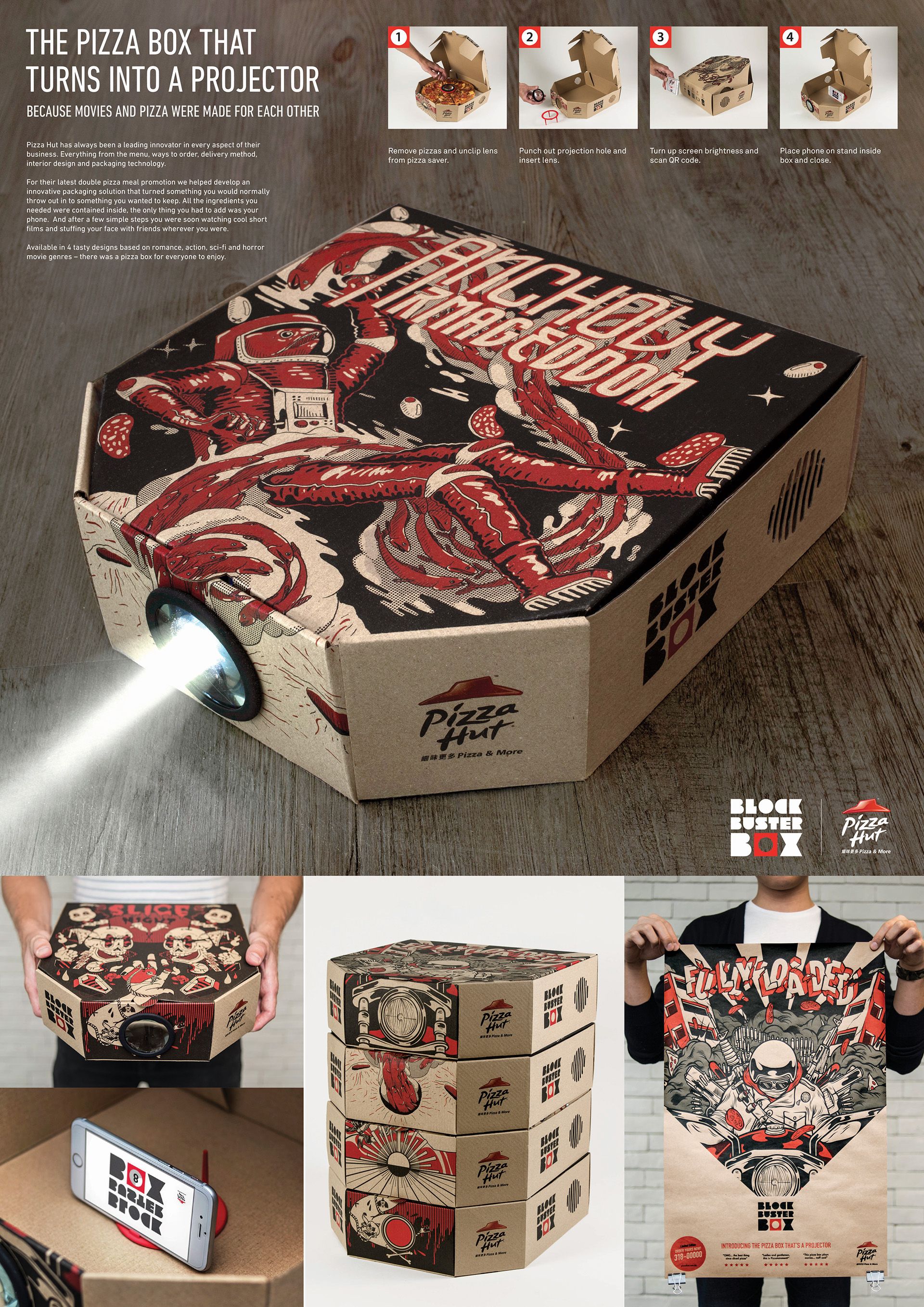 Two-in-One Pizza Boxes : Pizza Hut Double It Box