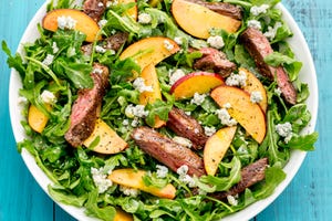 balsamic grilled steak salad with peaches