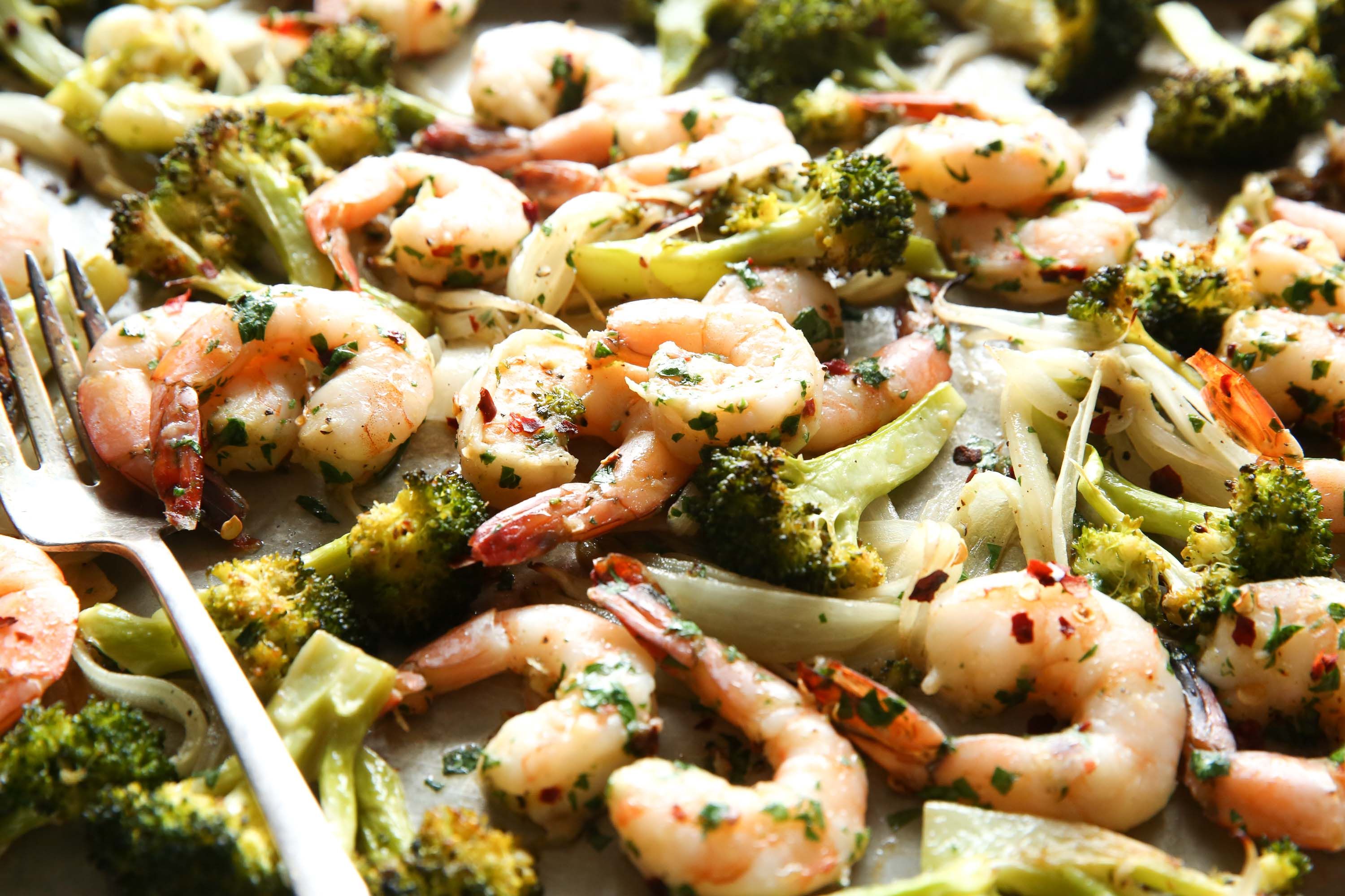 oven roasted shrimp and veggies