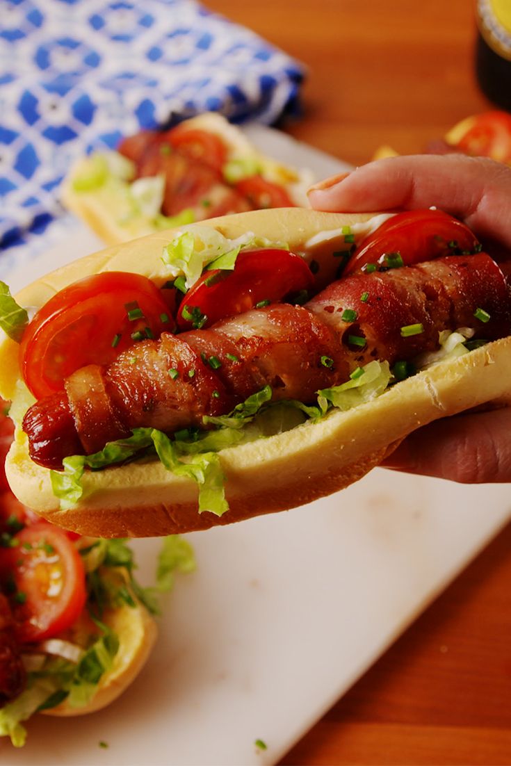 Bacon-Wrapped Hot Dogs (BLT-Style) - No Spoon Necessary