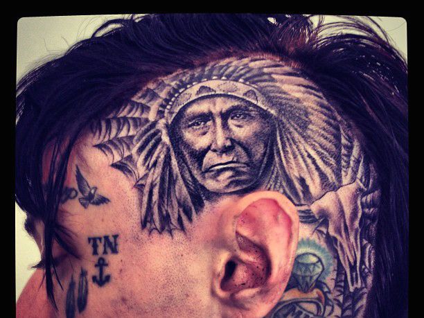 indian chief head tattoo
