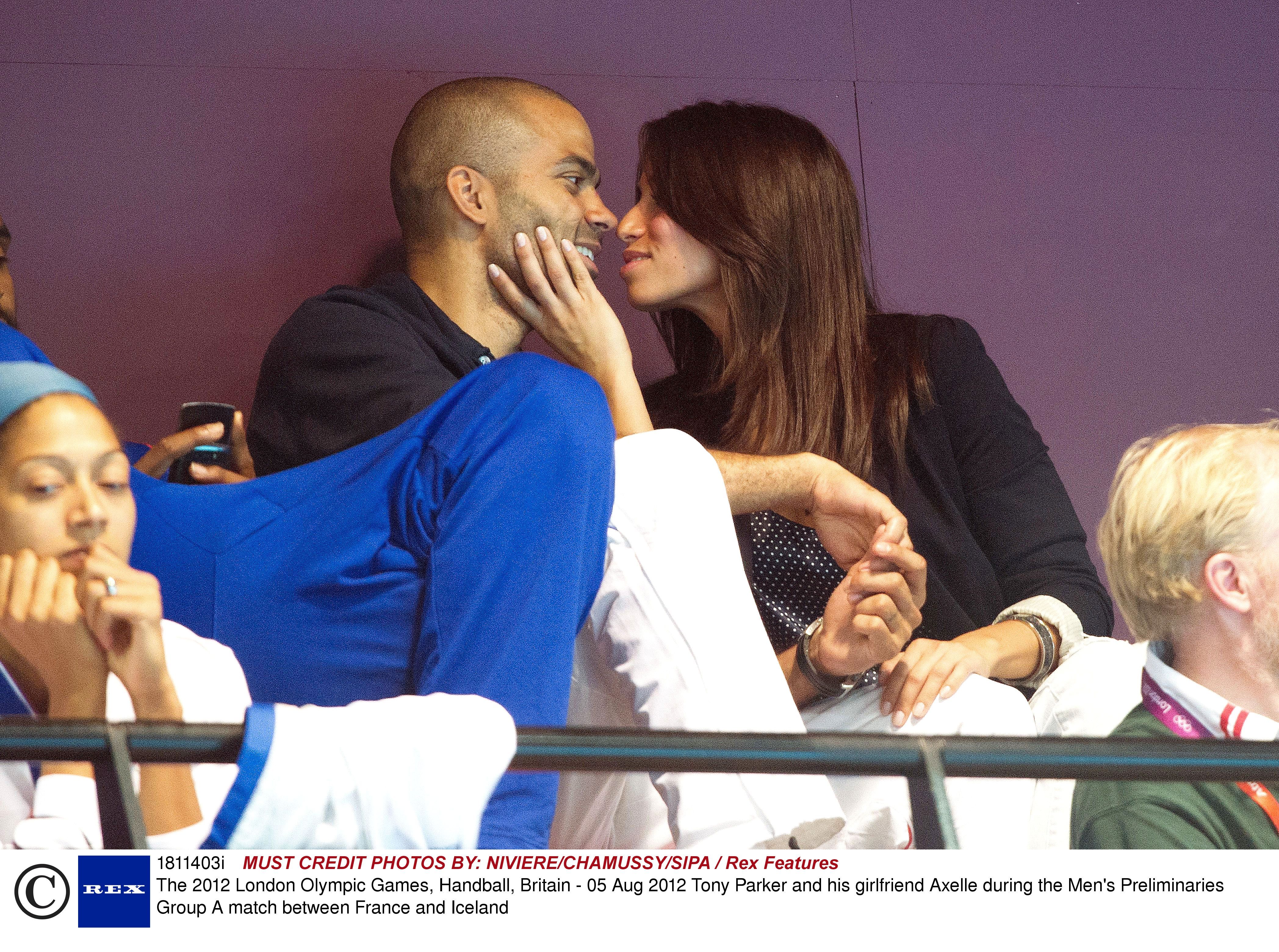 San Antonio Spurs' Tony Parker and wife Eva Longoria Parker during