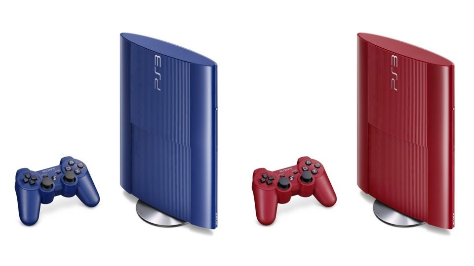 Gaming: Blue and Red Slim PS3s