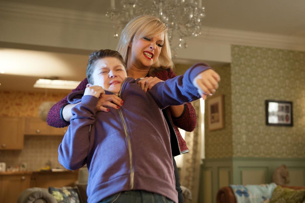 clare devine wrestles tom cunningham in hollyoaks