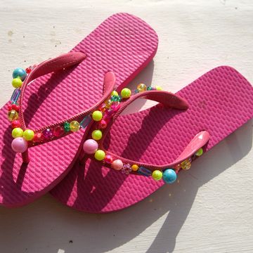 Pink, Magenta, Slipper, Flip-flops, Synthetic rubber, Sandal, 