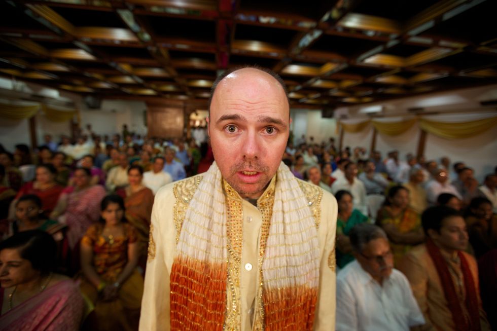 Head, People, Temple, Audience, Ritual, Tradition, Guru, Facial hair, Hall, Ceremony, 