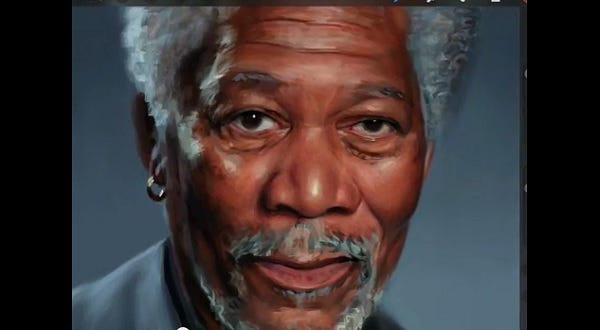 Lifelike Morgan Freeman created on iPad