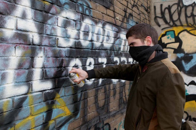 Callum is shocked by the graffiti