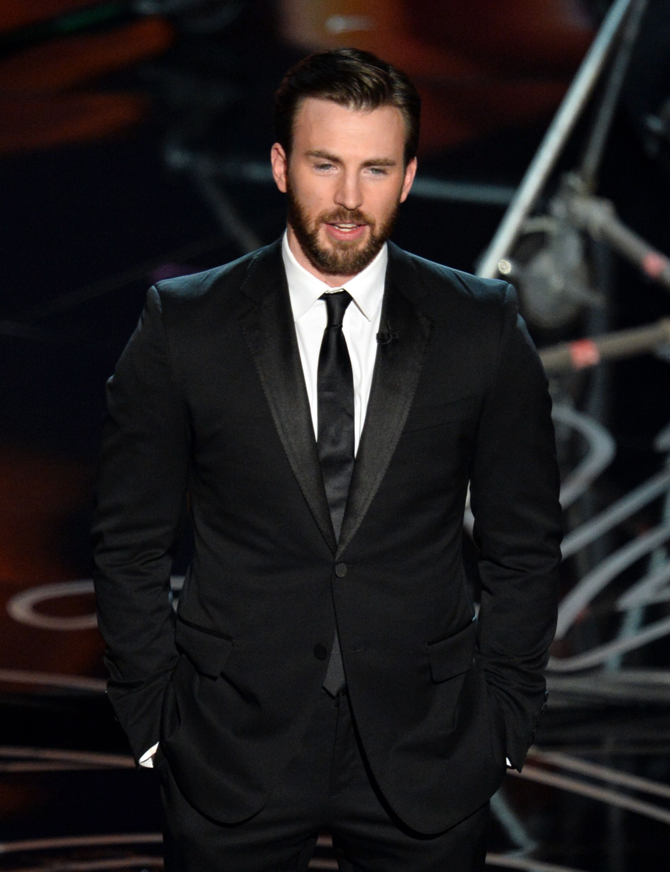Chris Evans suit look Step up your monotone game with Chris Evans