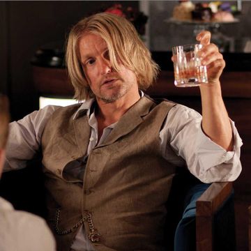 woody harrelson as haymitch in a scene from the hunger games movies