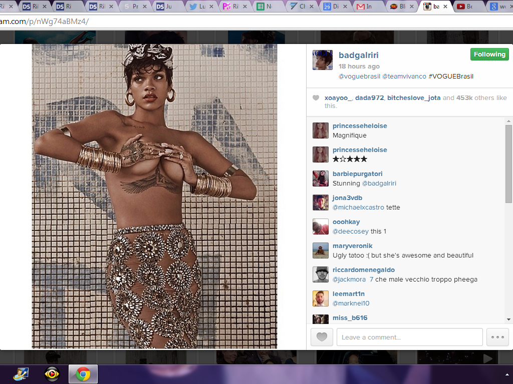 Rihanna slams Instagram over topless shots