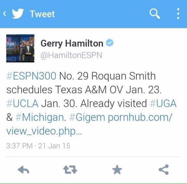 ESPN analyst tweets porn link