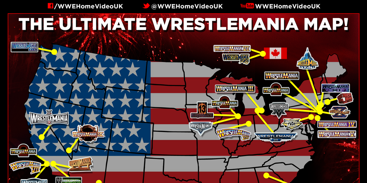 See the ultimate map of WrestleMania