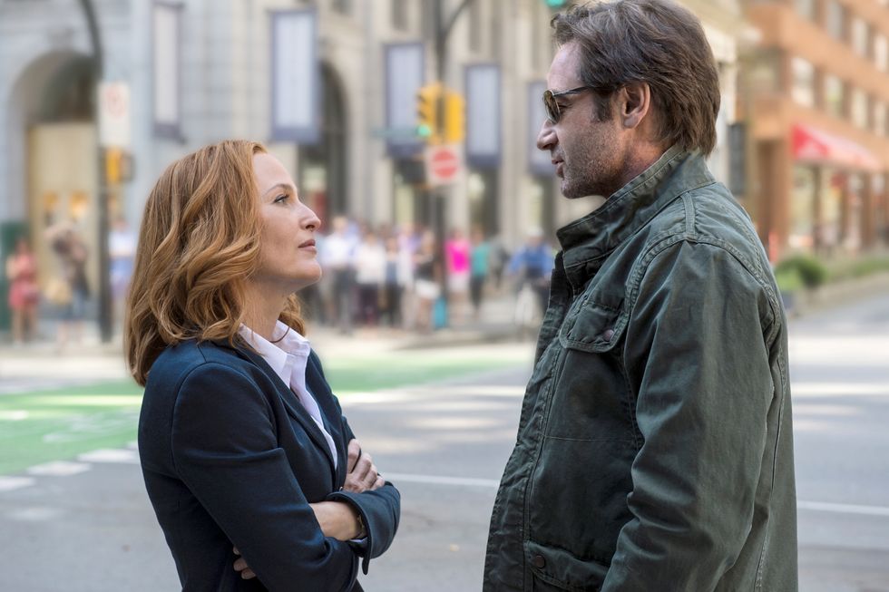 gillian anderson as scully, david duchovney as mulder, x files