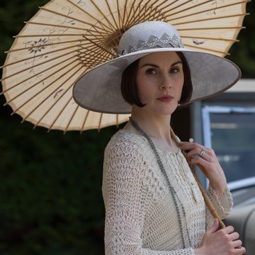 michelle dockery in downton abbey with a massive parasol