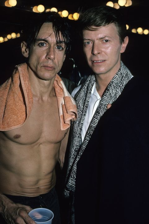 Iggy Pop and David Bowie pose backstage after an 1986 Iggy Pop concert at The Ritz