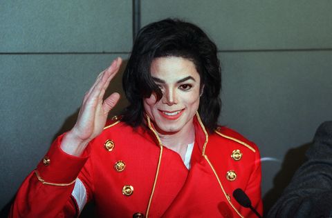 Michael Jackson at a press conference in 1996