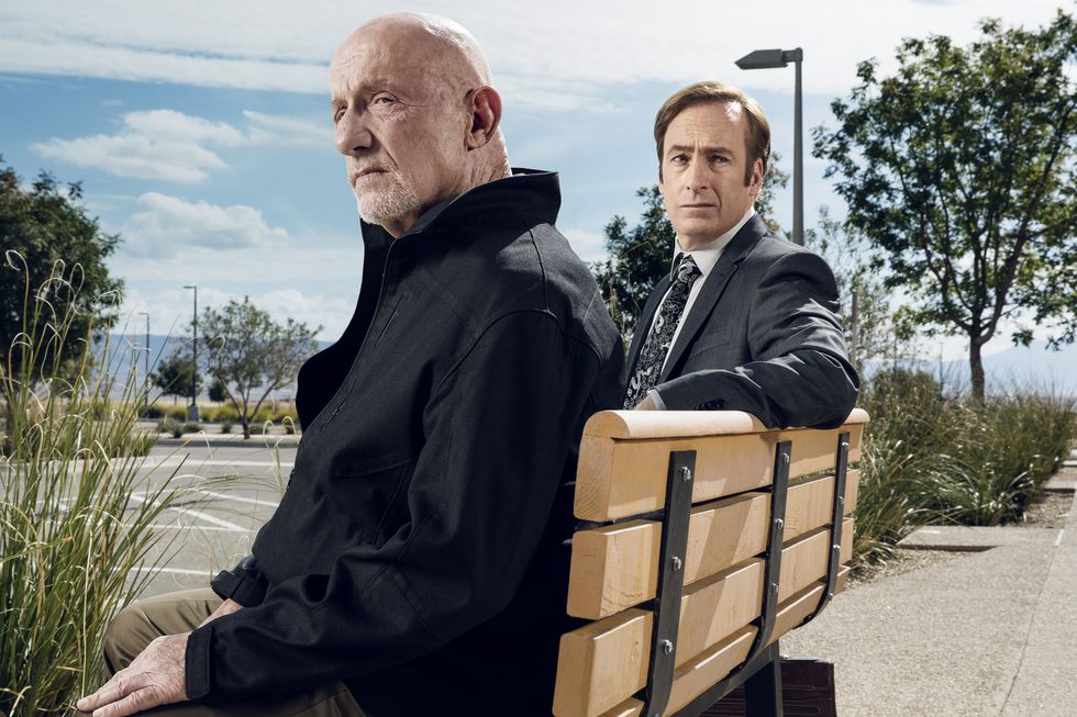 Jonathan Banks as Mike and Bob Odenkirk as Jimmy in Better Call Saul