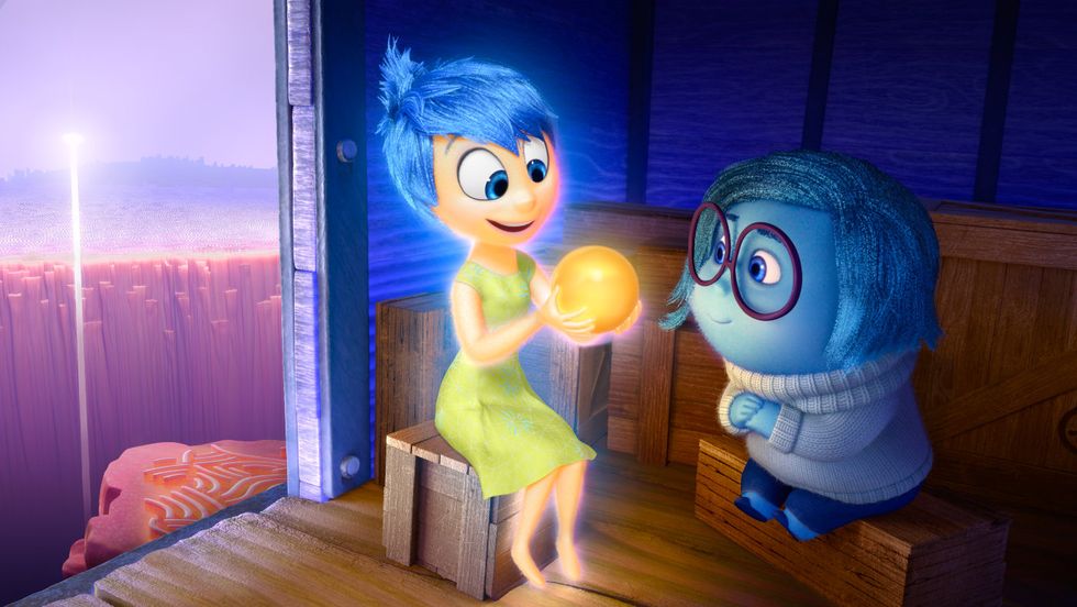 Joy (Amy Poehler) and Sadness (Phyllis Diller) in Pixar's Inside Out
