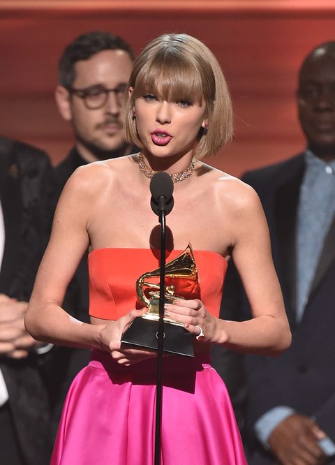 Taylor Swift accepts Album of the Year Grammy Award