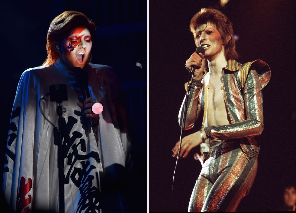 Grammys 2016 Lady Gaga Becomes Ziggy Stardust For A Rollicking Tribute