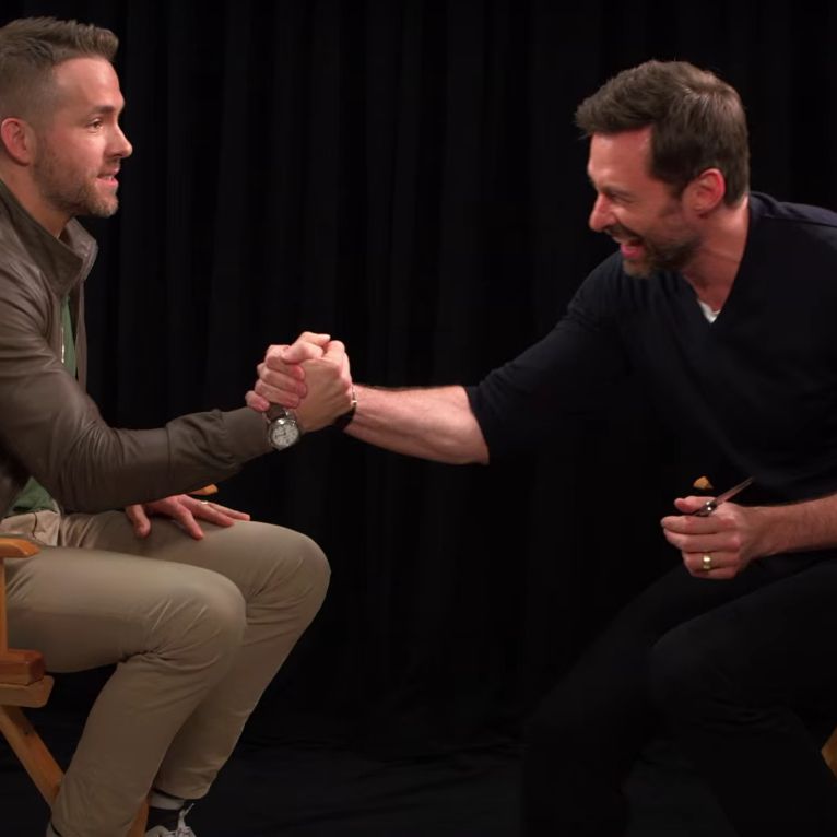 Next question here is from a Blake Lively from New York City': When Ryan  Reynolds crashed a Hugh Jackman interview