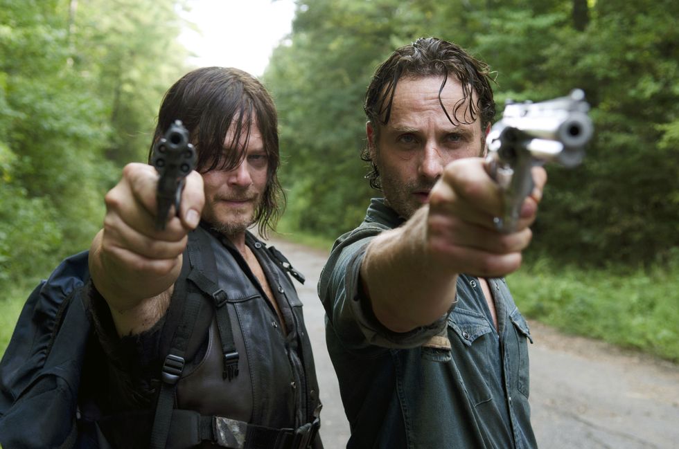 Norman Reedus as Daryl Dixon and Andrew Lincoln as Rick Grimes in The Walking Dead S06E10: 'The Next World'