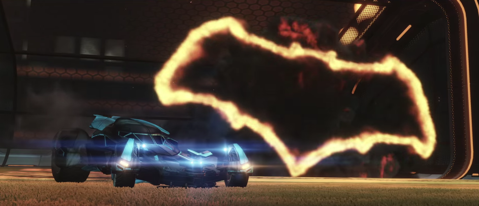 Watch Batman v Superman Dawn of Justices Batmobile in Rocket League action